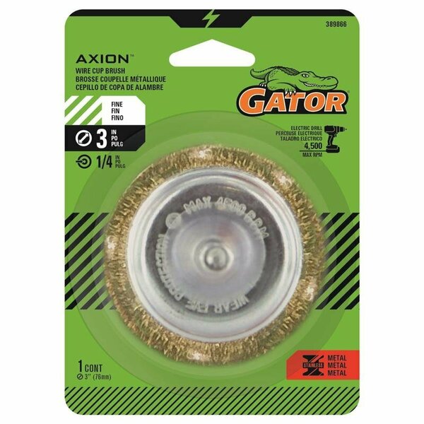 Gator 3 in. Fine Crimped Wire Cup Brush Brass Coated Steel 4500 rpm 389866